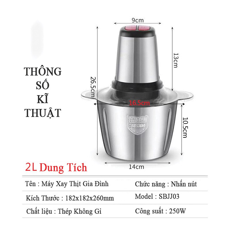 Máy Xay Thịt Gia Đình SBJJ03 Cối Inox