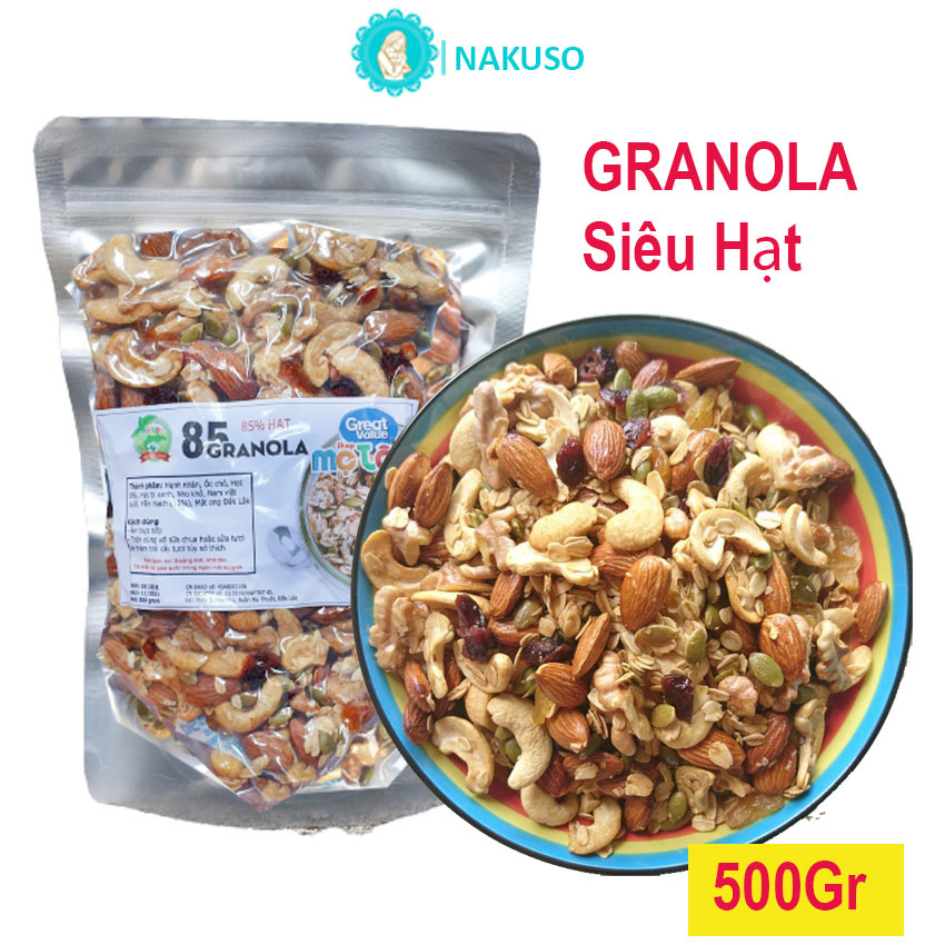 Granola Siêu Hạt Không Đường Nướng Mật Ong Siêu Ngon Ăn Kiêng - Ăn Vặt Cho Bé - Bà Bầu ̣̣(500gr) Nakuso | BigBuy360 - bigbuy360.vn
