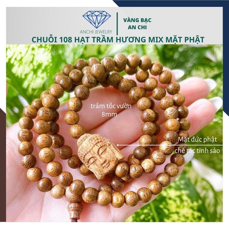 Vòng tay trầm hương mặt phật, hạt nhỏ cho nam nữ. Anchi jewelry