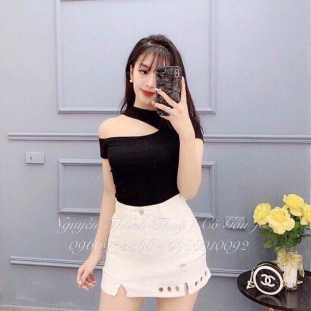 Áo croptop như hình chất cotton 4 chiều