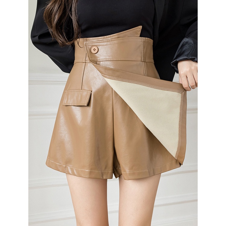 QUẦN VÁY DA MÀU ĐEN NÂU HOT HIT HIỆN ĐẠI QUẦN DA 3 KHUYA