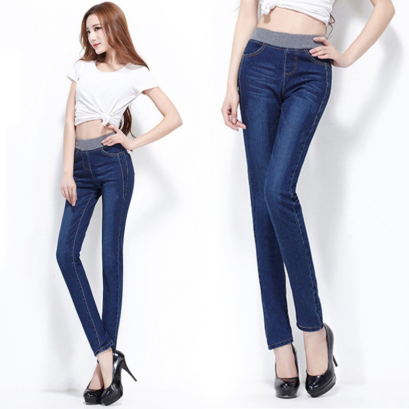 Quần Jeans Màu Trơn Thiết Kế Ôm Sát Tôn Dáng Dành Cho Nữ