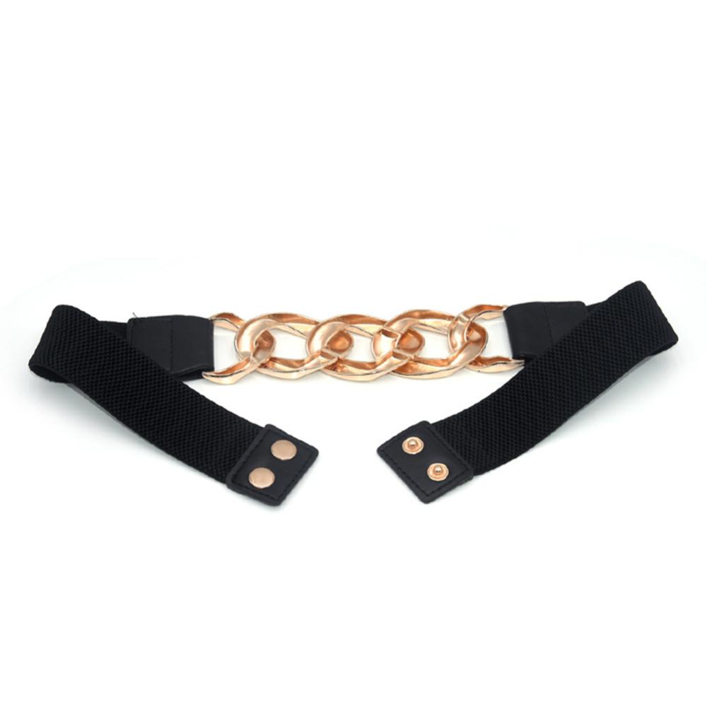 SMARTSIMPLE Women Elastic Wide Waist Belt Ladies Gold Color Chain Dress Belt Coat Sweater Female Waistband G7X8