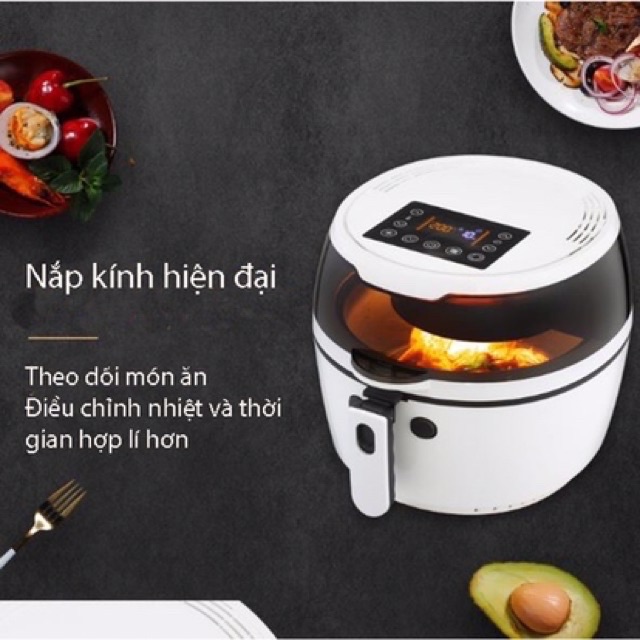 [Sẵn] NỒI CHIÊN KHÔNG DẦU NINE SHIELD 8L SIÊU TO KHỔNG LỒ- BẢO HÀNH 12 tháng