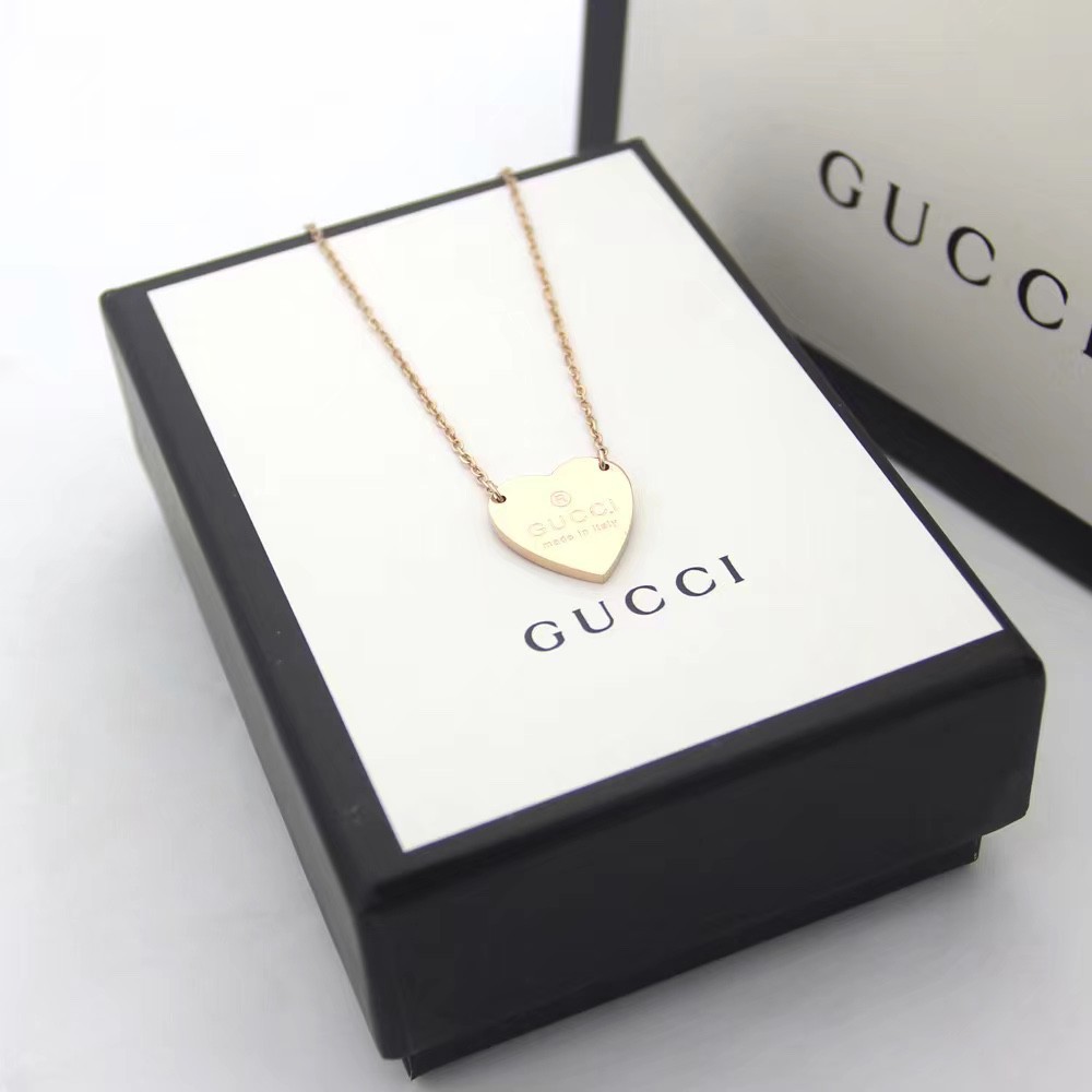 Dây Chuyền Mạ Vàng 18k Mặt Trái Tim Gucci Cổ Điển 3 Màu