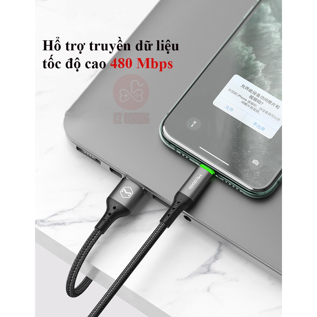 Cáp sạc lightning MCDODO tự ngắt khi sạc đầycho iphone, ipad...mẩu mới 2021