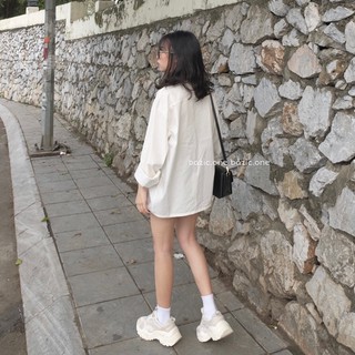 Áo sơ mi oversize đắp chéo 1 cúc