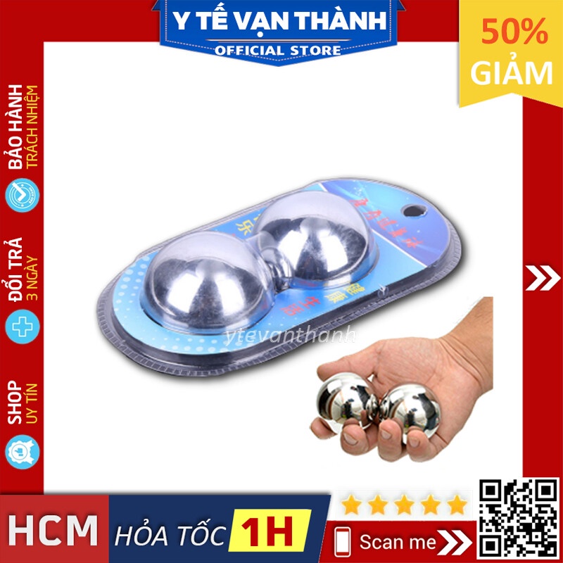 ✅ Bi Lăn Tay Inox- Vỉ 2 Viên Xanh Dương, Dùng Tập Cơ Tay Vật Lý Trị Liệu -VT0227