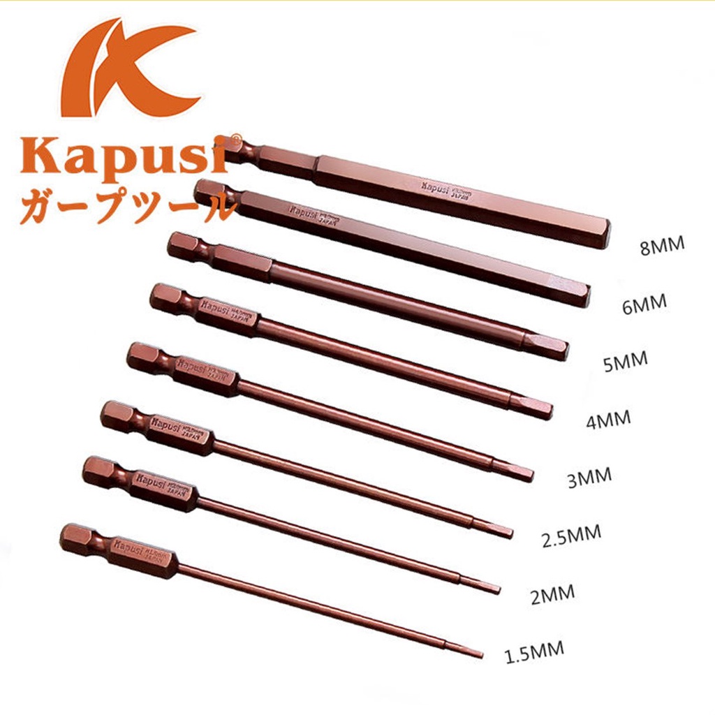 1 Đầu bắn vít lục giác dài 100mm Kapusi K-7185 1.5 - 8.0mm | Chuôi cắm: lục giác 6.35mm tiện lợi cho mọi loại khoan
