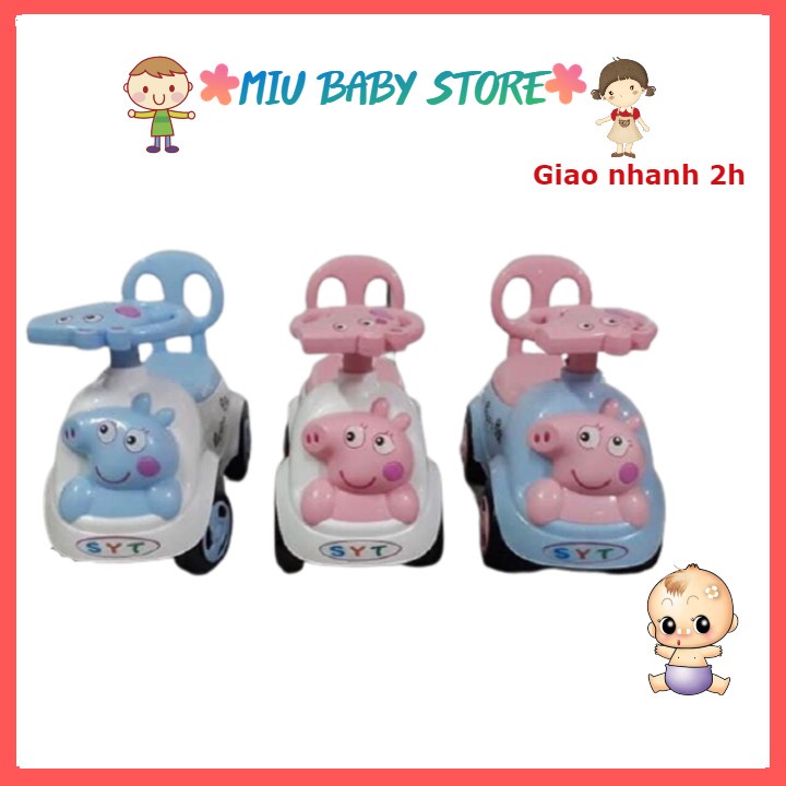 Xe ô tô chòi chân cho bé hình đáng yêu có nhạc tựa lưng an toàn cho bé từ 1 - 4 tuổi