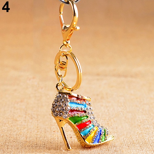 Móc khóa hình giày cao gót đính đá sáng tạo thời trang