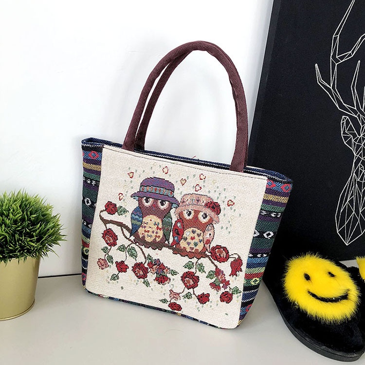 Túi xách thổ cẩm dân tộc , túi tote vải canvas - Có quai xách, có khóa kéo