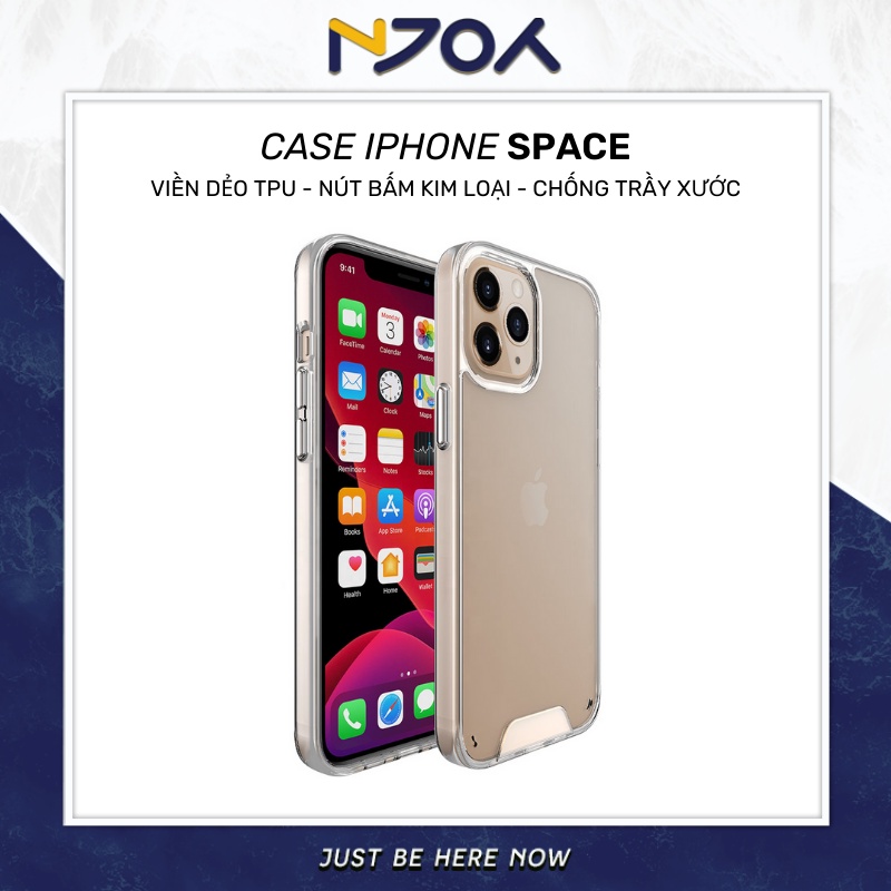 Ốp Trong Suốt SPACE Nút Kim Loại Chống Trầy Xước Dành Cho iPhone 12 Pro Max 11 Pro Max XsMax Xr X Njoyshop