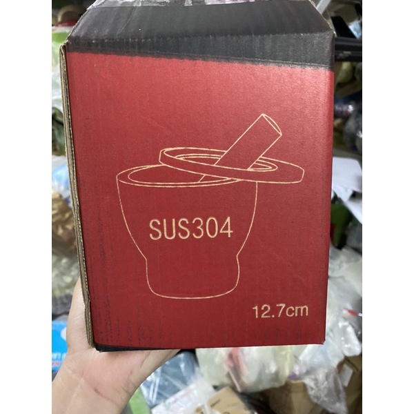 [Mã LIFEHLSALE1 giảm 10% đơn 150K] BỘ CỐI CHÀY INOX SUS 304 CÓ NẮP SZ12,7 cm Dày Nặng Siêu Đẹp