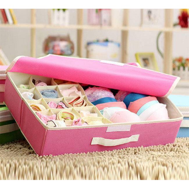 Hộp đựng đồ lót 16 ngăn - khay vải đựng đồ dùng cá nhân tiện dụng