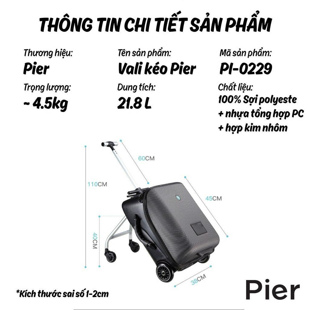 Xe đẩy kiêm vali Pier thuận tiện khi mang theo du lịch, Vali xe đẩy trẻ em hottrend 2 in 1 đựng đồ xe đẩy 2023