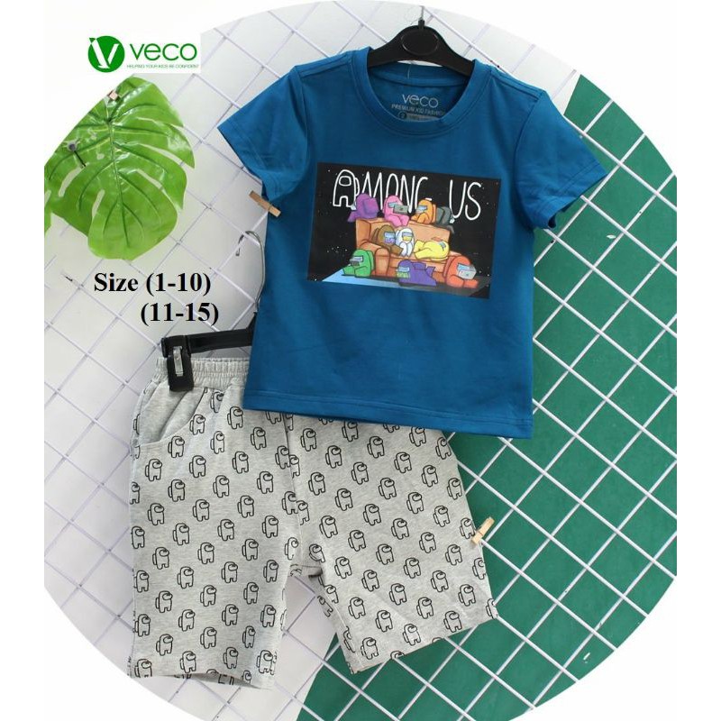 Quần áo Bộ Thun Veco bé trai among us 9-20kg