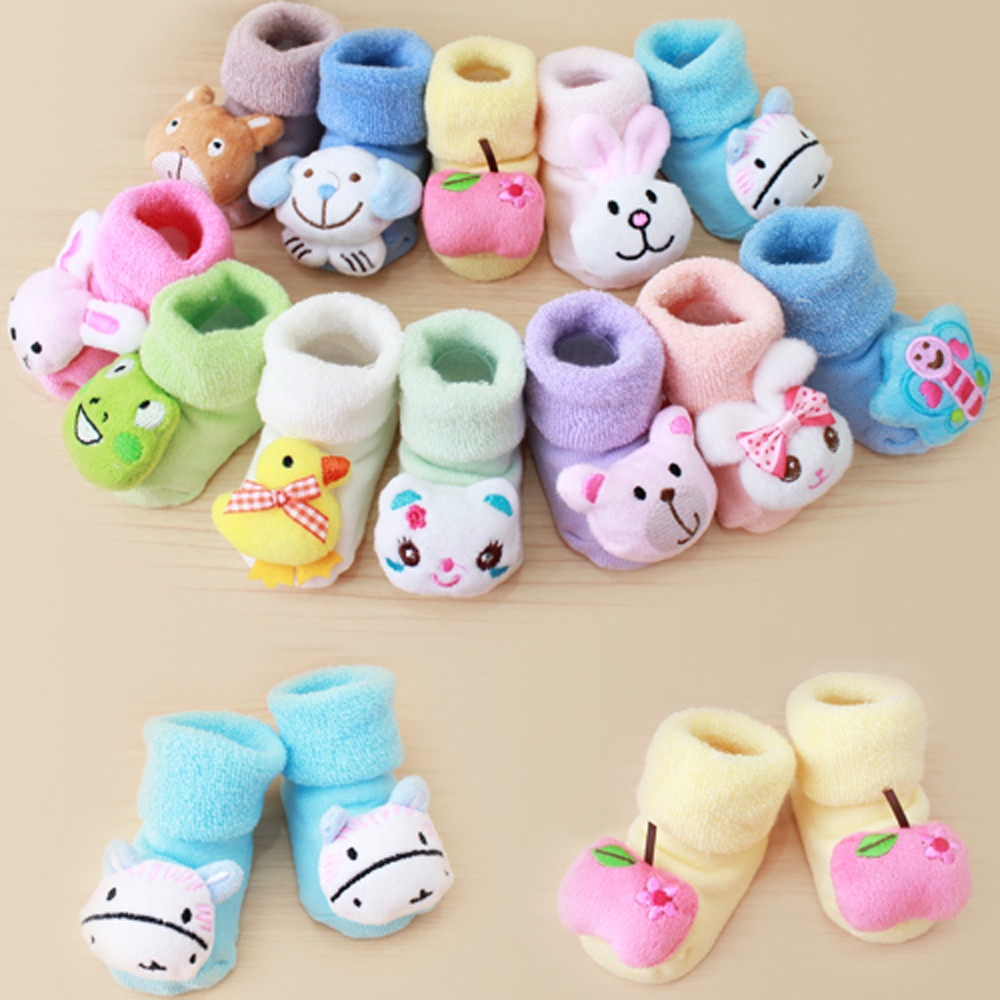 Đôi Vớ Chống Trượt Giữ Ấm Kiểu Giày Bốt Hoạt Hình Dễ Thương Cho Bé Sơ Sinh Từ 0-12 Tháng Tuổi