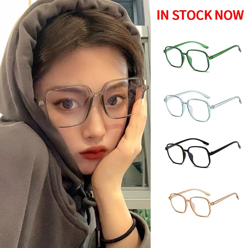 Kính mát gọng vuông lớn trong suốt chống ánh sáng xanh thời trang Hàn Quốc