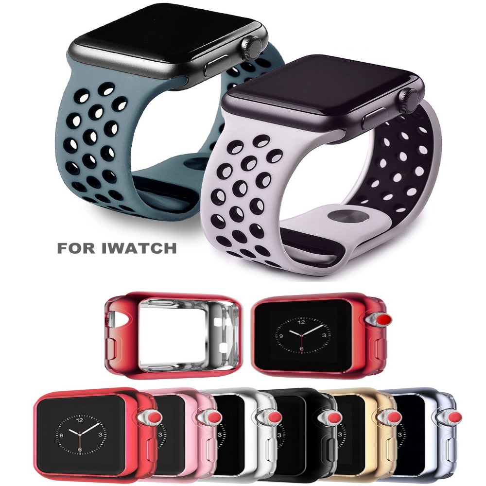 Dây Cao Su Nike Sport vs Ốp TPU Bảo Vệ Viền Apple Watch Series 7/6/5/SE/4/3/2/1 Size 38-40-41-42-44-45