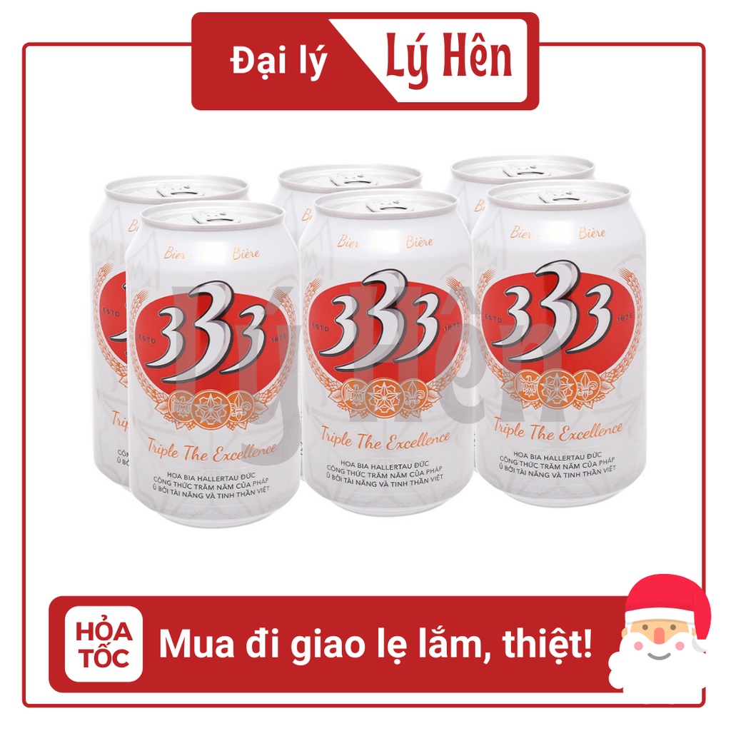 Lốc 6 Lon Bia 333 - Bia Sài Gòn 330ml/Lon Date Luôn Mới