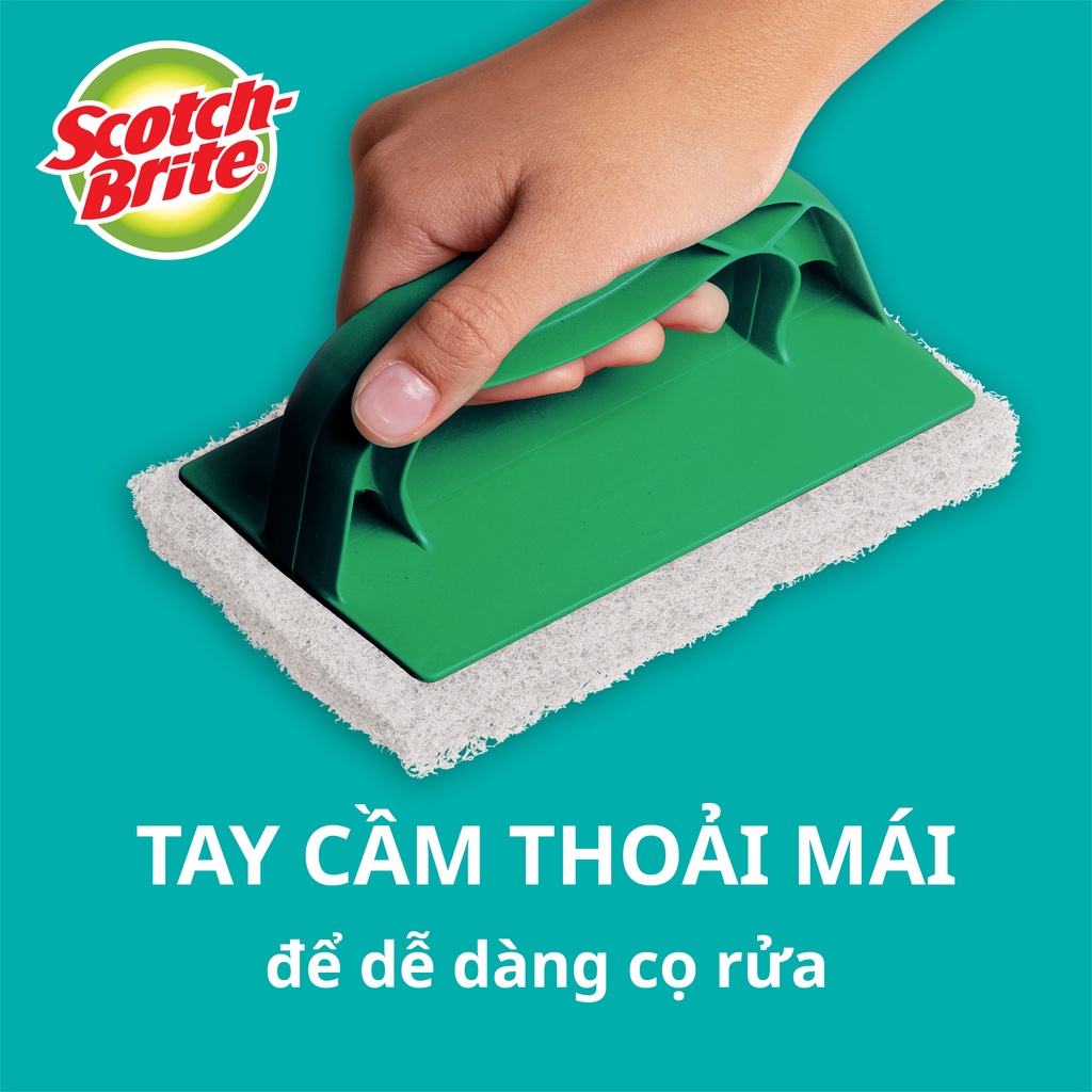 Bàn chải chà sàn nhà tắm bằng cước siêu sạch Scotch Brite 3M - Trắng không trầy xước 7723 , Xanh siêu sạch 7722