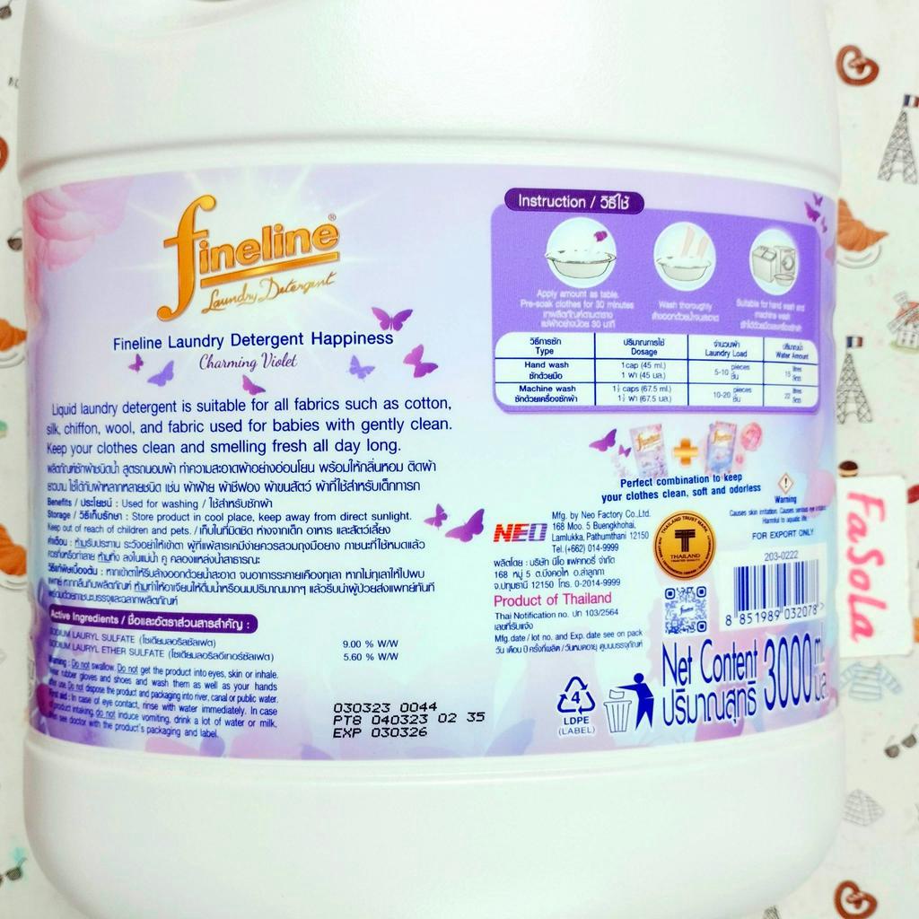 [ĐỐNG ĐA, HN - HỎA TỐC] Nước giặt xả FINELINE 3000ml Thái Lan hương hoa hồng tím xanh đen vàng nắp chữ Neo quần áo bám m