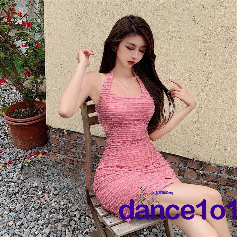 Đầm cổ yếm xẻ tà màu sắc thời trang cho nữ