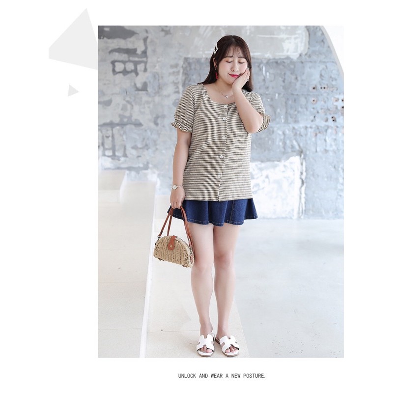 áo kiểu big size tay phồng cổ vuông size lớn 65-100kg
