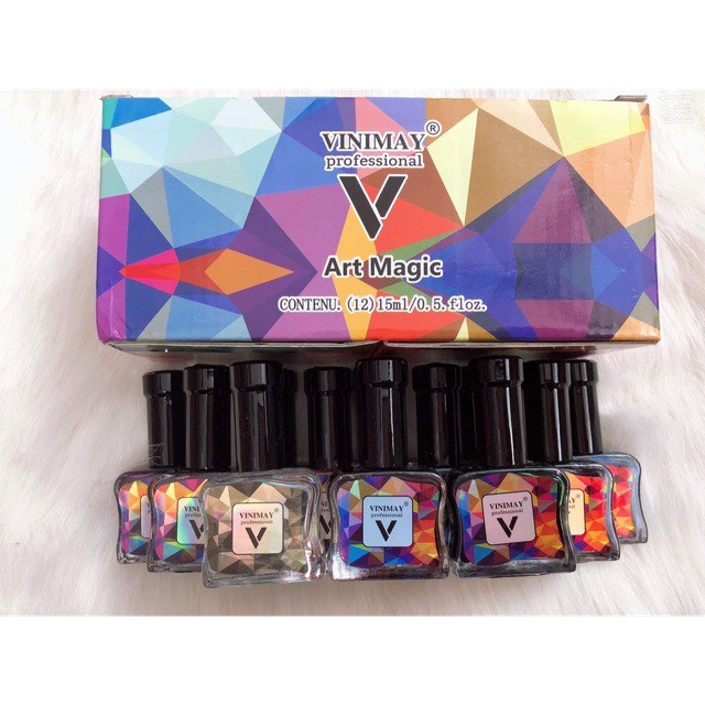 Cồn Loang Vinimay, Gel Tạo Loang Vân Đá, Set 12 Chai Hàng Chính Hãng Trùm Nail Mi