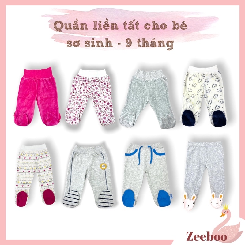 Quần liền tất dễ thương cho bé trai, bé gái sơ sinh đến 9 tháng, chất nhung, cotton