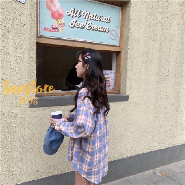 Áo khoác sơ mi caro Unisex vải kate form to đẹp