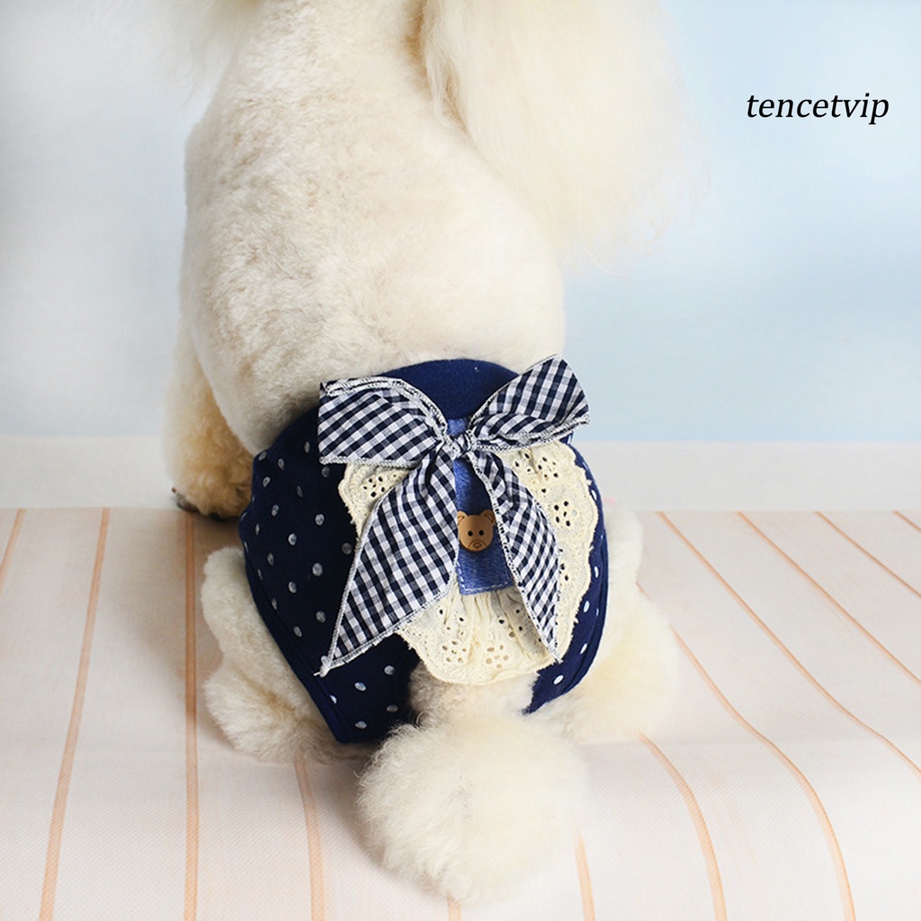 Quần tã vệ sinh thú cưng bằng vải cotton thoải mái đính nơ trang trí