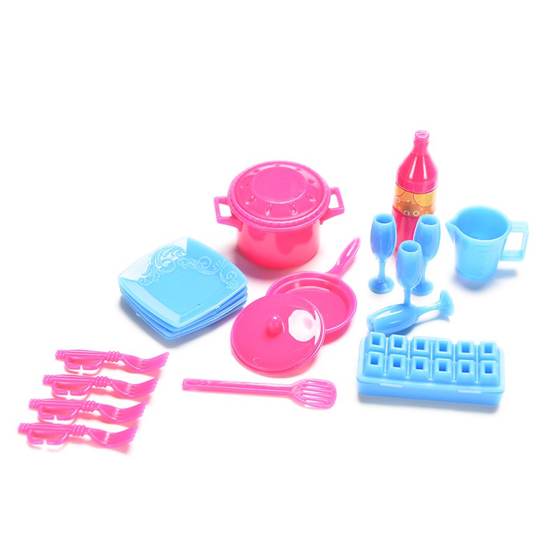 Set 18 Dụng Cụ Nhà Bếp Mini Màu Sắc Ngẫu Nhiên Cho Nhà Búp Bê