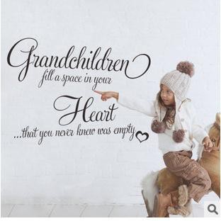 Decal Dán Tường Châm Ngôn Tình Bà &Quot; Grandchildren Heart &Quot; hoa lụa gương tròn hồ cá mini trang trí chụp ảnh