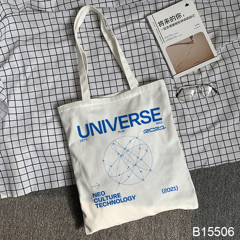 Nct Túi tote Vải canvas In Hình Vũ Trụ Thời Trang Cho Học Sinh