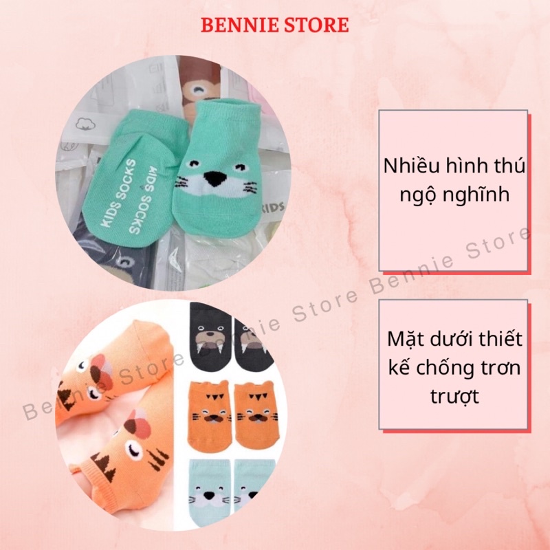 Set 2 đôi Tất kid Hàn chống trơn trượt cho bé BENNIE STORE Vớ chống trơn trượt nhiều hình ngộ nghĩnh
