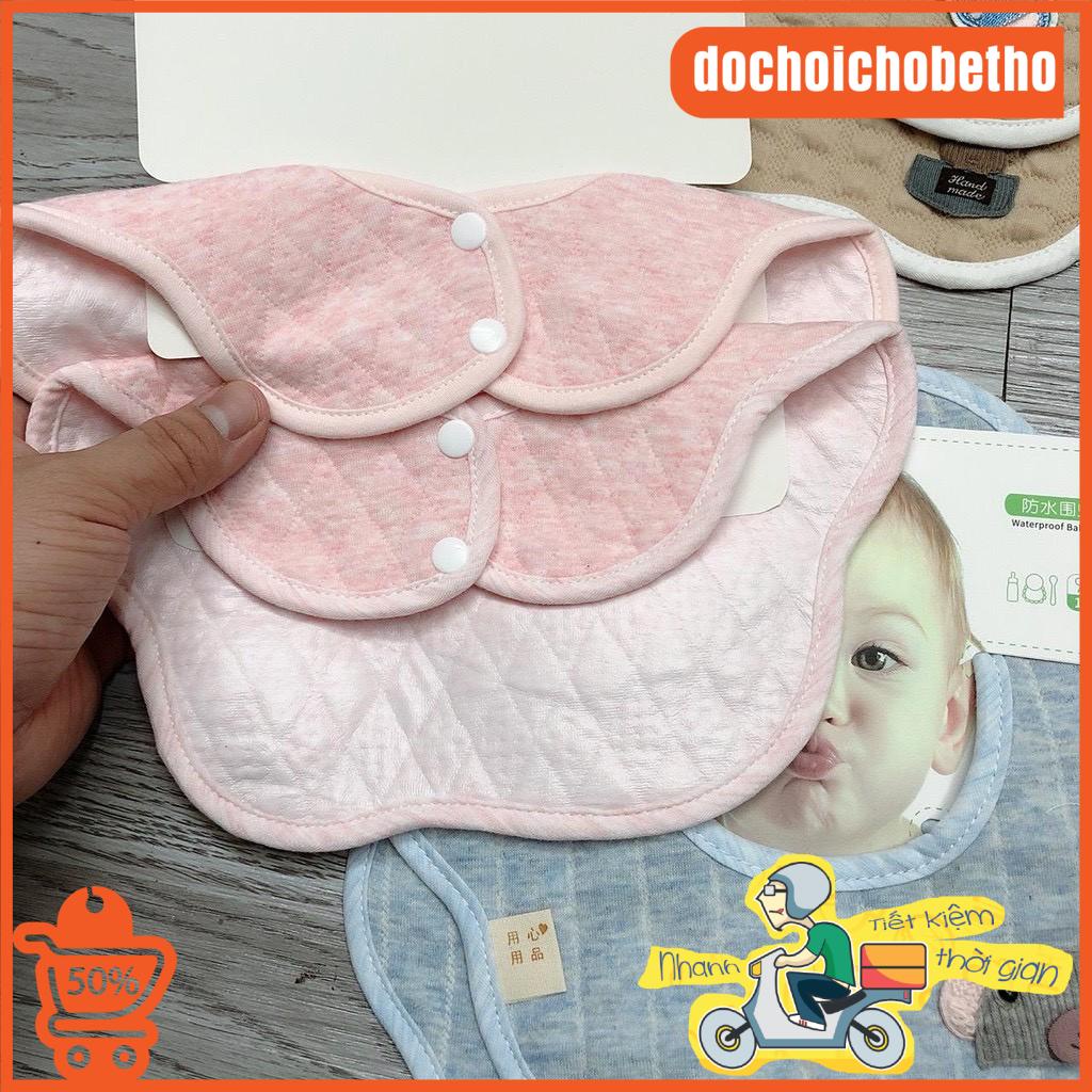 Yếm hoa tròn aden Hi Mom xoay 360 bo viền cho bé ăn dăm, yếm xoay tròn chống thấm