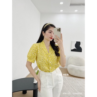 Áo cổ sam tay bo hoa nhí AO0722