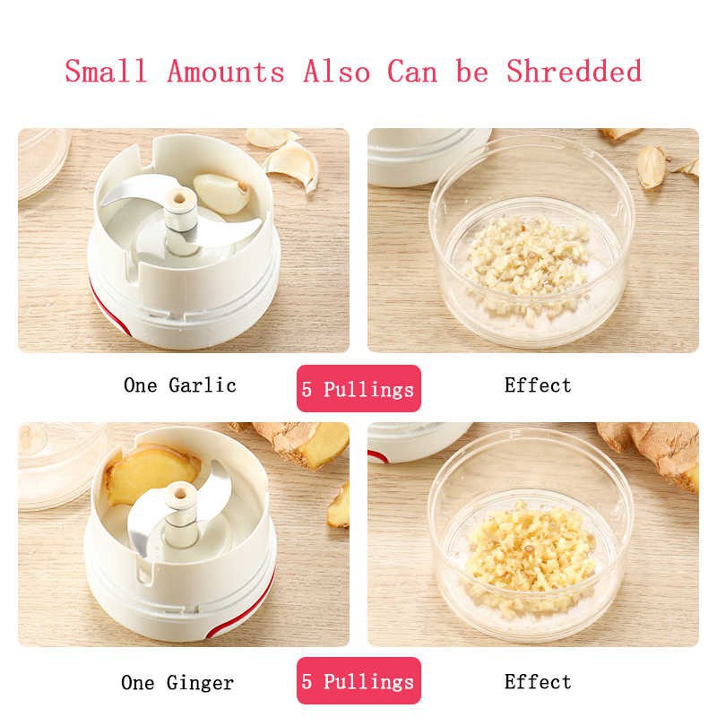 Dụng cụ xay tỏi, ớt, gừng, hành khô - nghiền thực phẩm dây rút mini FOOD CHOPPER