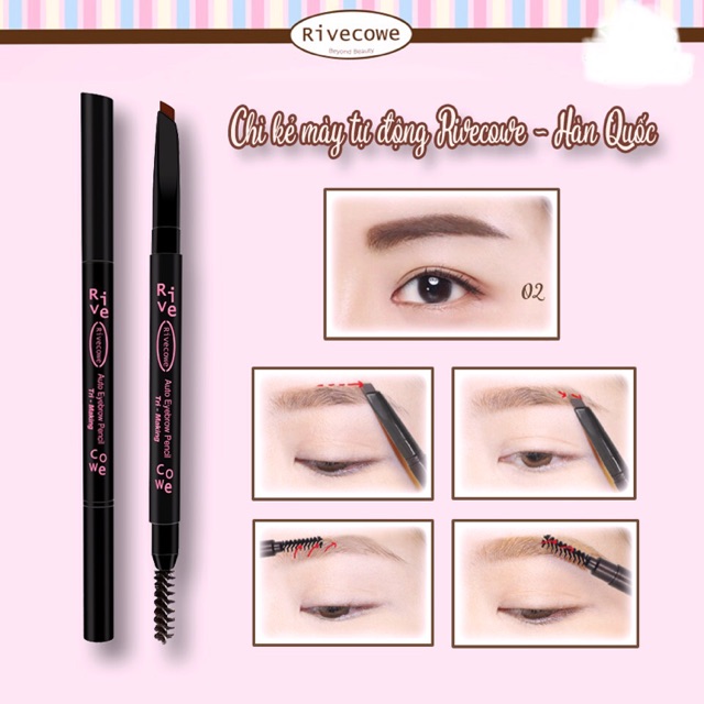 Chì kẻ mày Rivecowe Auto Eyebrow pencil Hàn Quốc