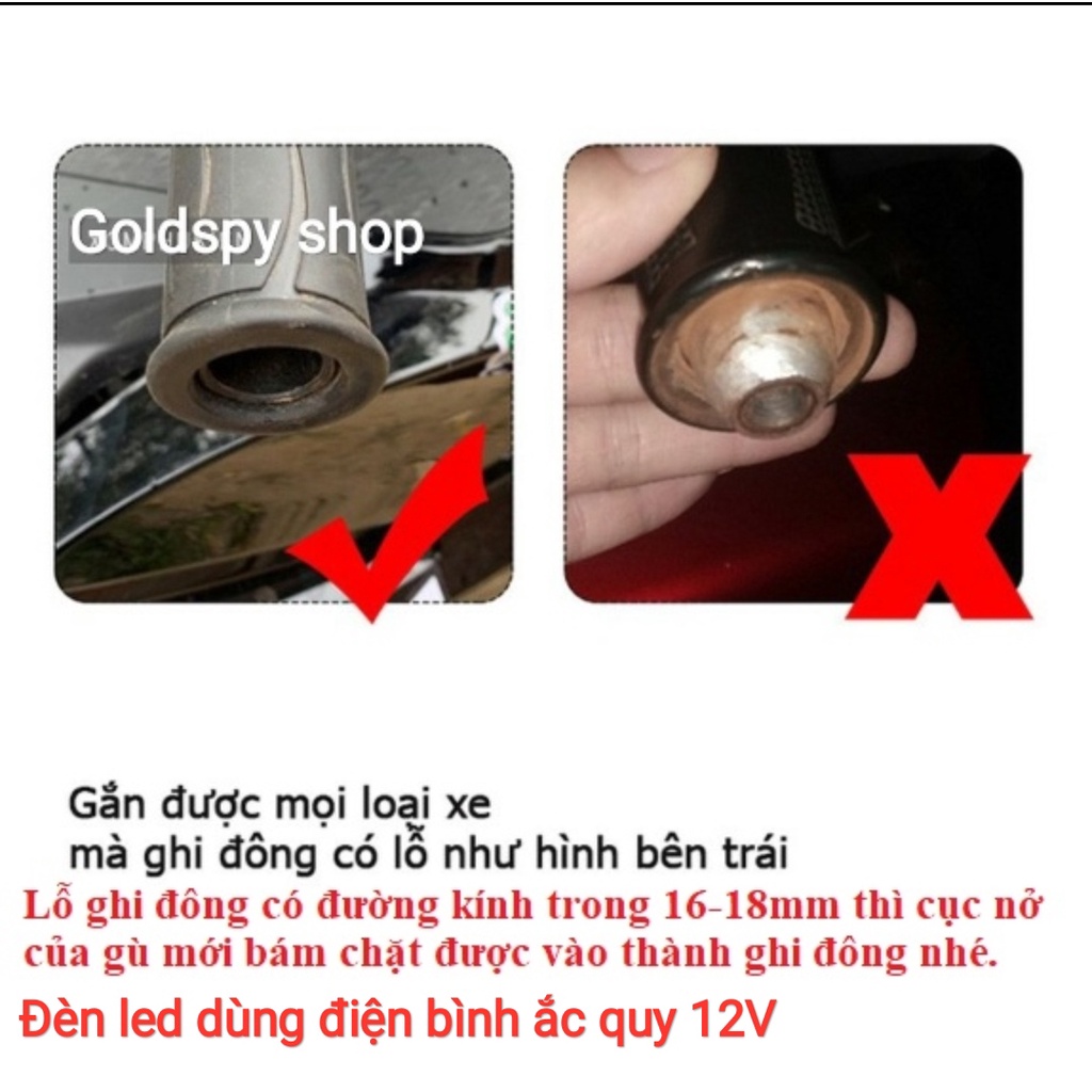 Gù tay lái có đèn led (điện bình 12V)  - Đèn ốp xi nhan led trước sau ( Chất liệu nhựa giá 1 đôi )