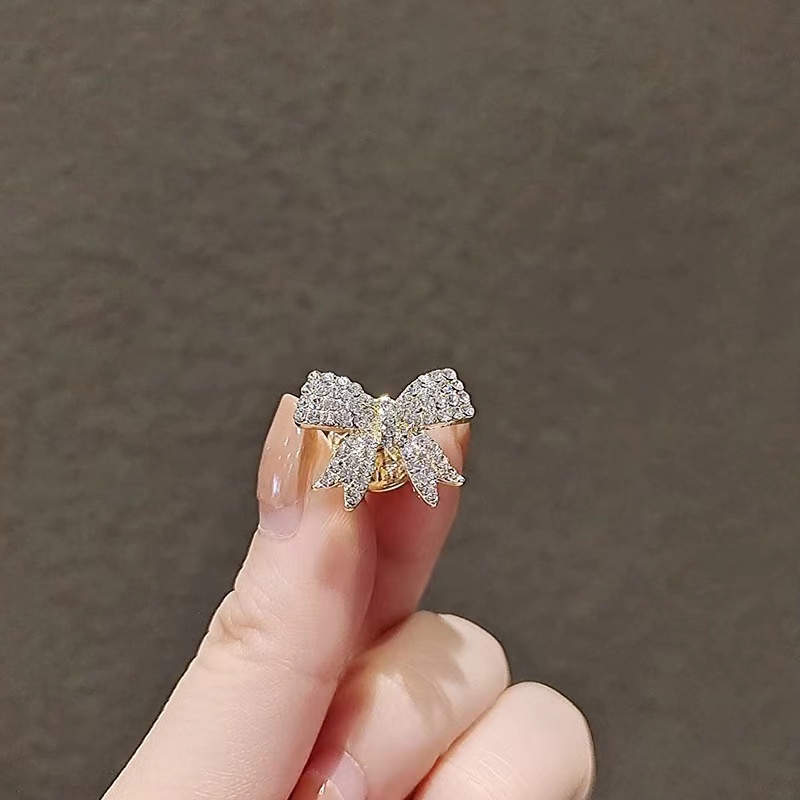 Ghim Cài Áo Hình Nơ Đính Kim Cương Giả Phong Cách Hàn Quốc Chống Chói Mắt