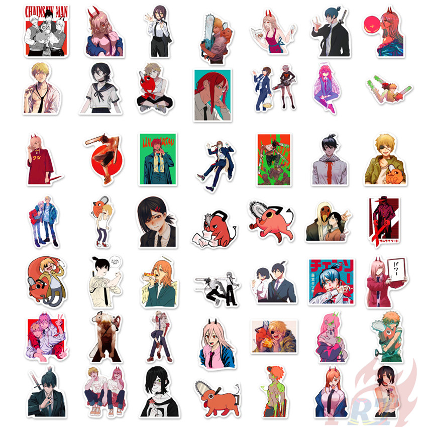 ❉ Chainsaw Man Series 02 - Anime Pochita Stickers ❉ 50Pcs/Set DIY Fashion Mixed Luggage Laptop Skateboard Doodle Stickers