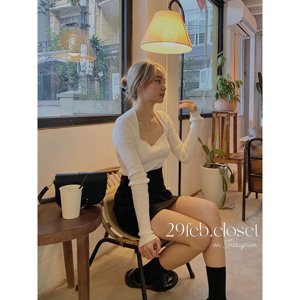 [Ảnh/video 29feb chụp] Áo len tăm cổ vuông dài tay | BigBuy360 - bigbuy360.vn