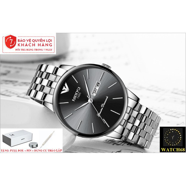 ĐỒNG HỒ NAM NIBOSI 2332 (1985) - FULL BOX DÂY THÉP KHÔNG GỈ. KIỂU DÁNG SANG TRỌNG Bán lẻ giá sỉ