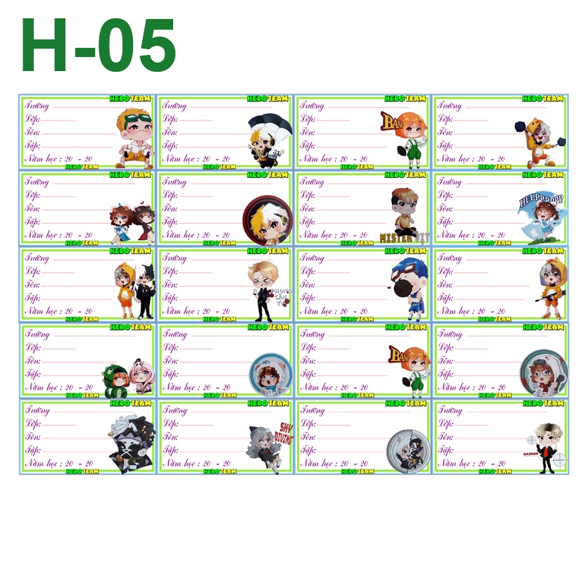 Nhãn vở Hero Team