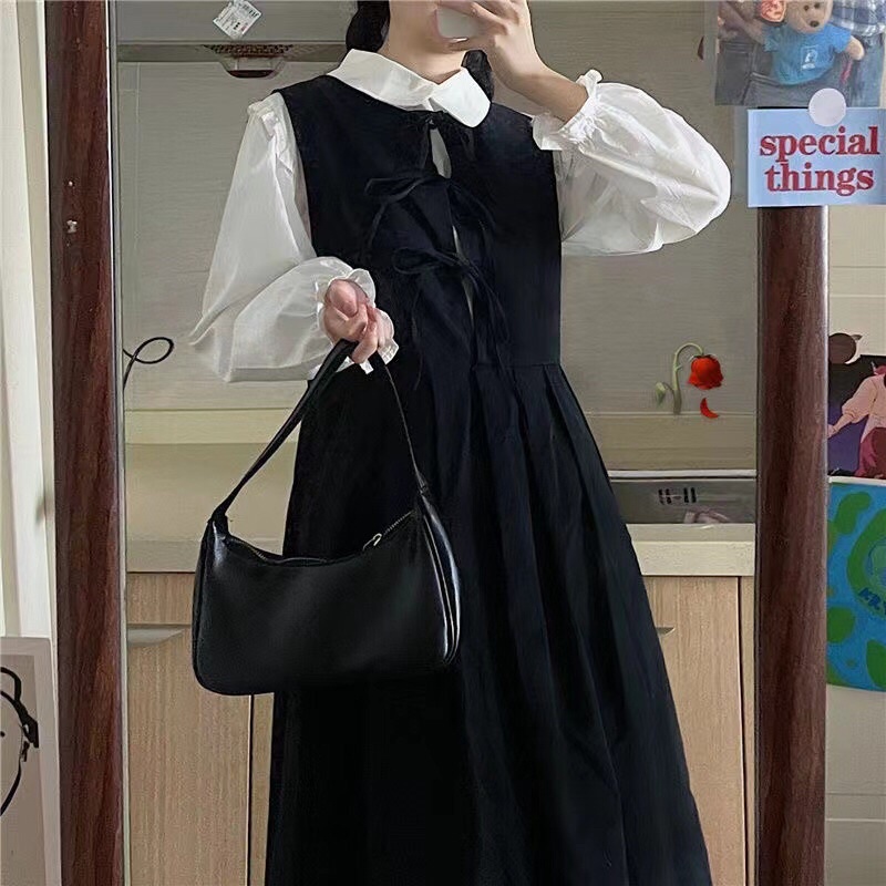 SET YẾM VÁY ĐAN DÂY 2 KIỂU PHONG CÁCH HÀN QUỐC