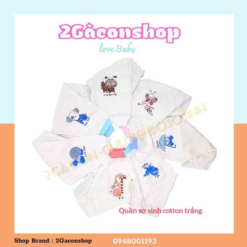 Quần dài sơ sinh cotton đẹp Thái Hà Thịnh trắng