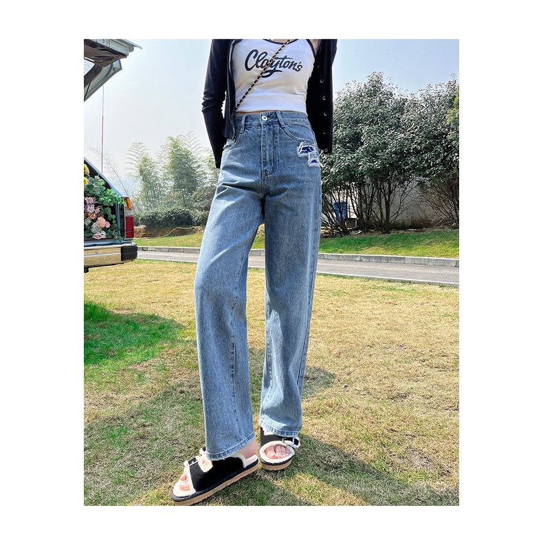 Quần Jean Suông Nữ MunMunStore Quần Jean Baggy Rách 1 Túi - Jean Lưng Cao Hack Dáng 132